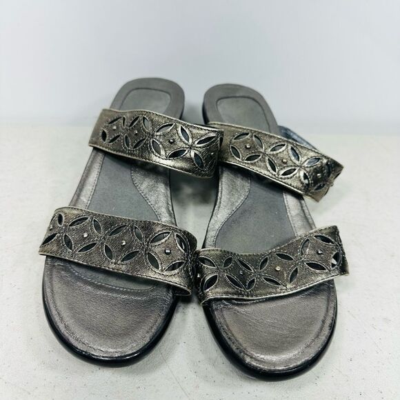 NAOT Strappy Slip On Wedge Sandals Womens Metallic Wedge Heel Cushioned Sz 39-8 - Picture 3 of 8